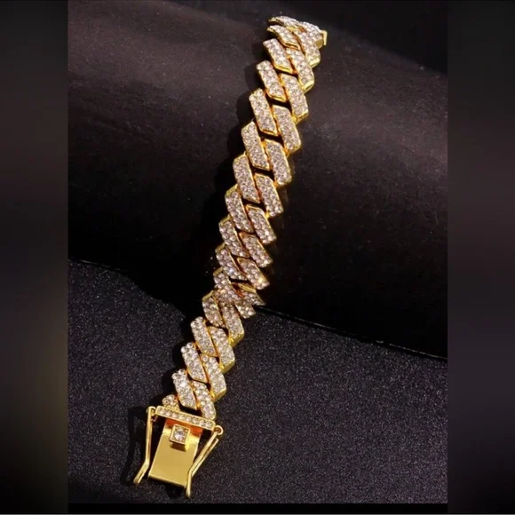 1pc Gold Metallic Bracelet With Rhinestone - Picture 3 of 5